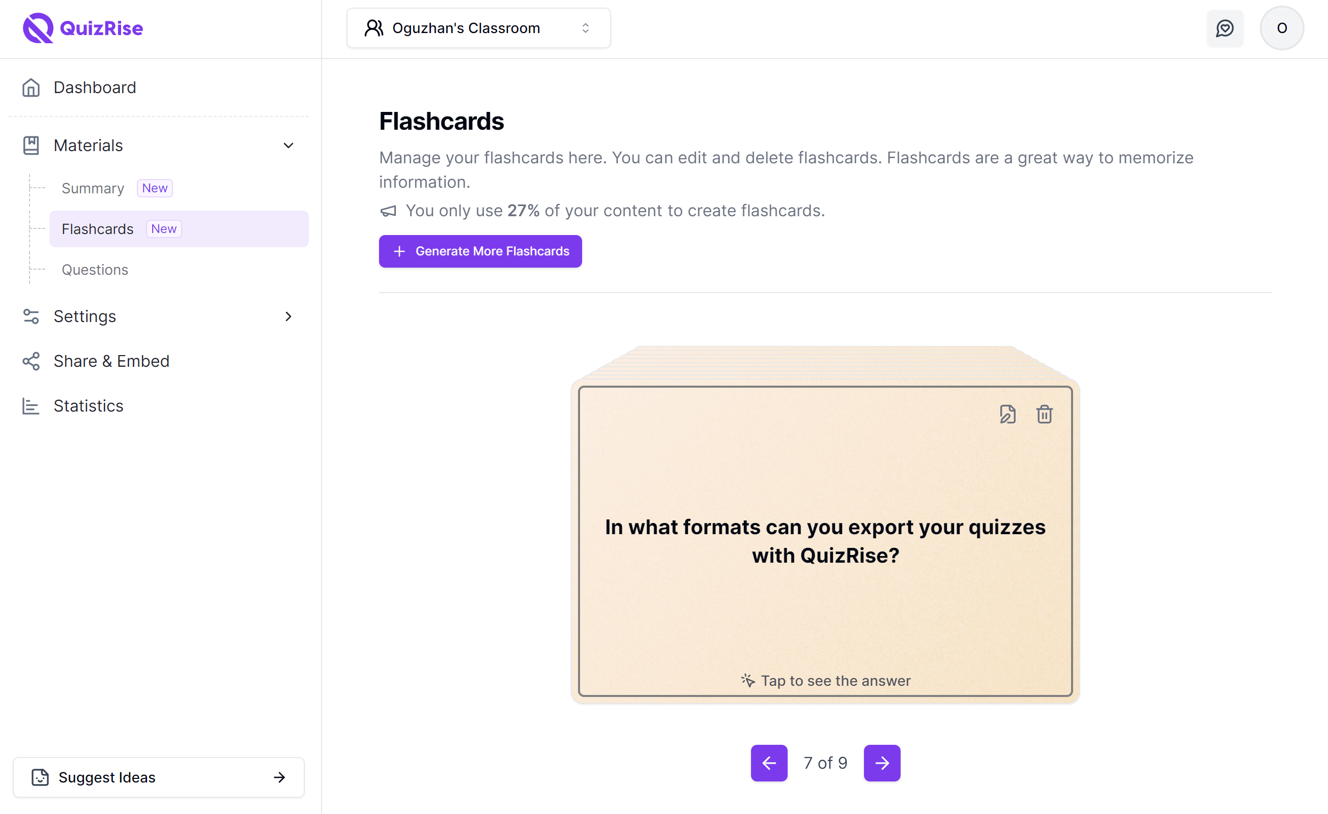 Turn video content into flashcards